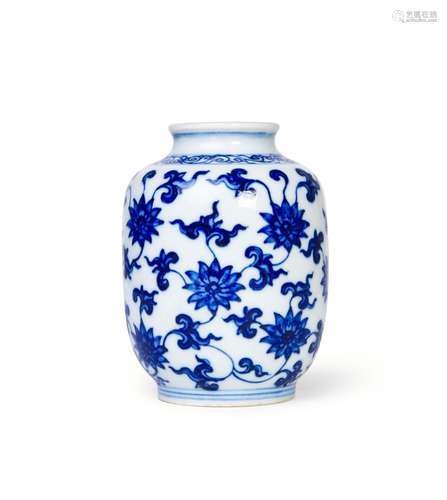 A CHINESE BLUE AND WHITE `LOTUS` VASE, YONGZHENG SIX CHARACT...