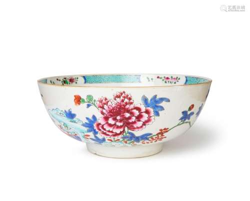 A CHINESE FAMILLE ROSE PUNCH BOWL, QIANLONG PERIOD (1736-179...