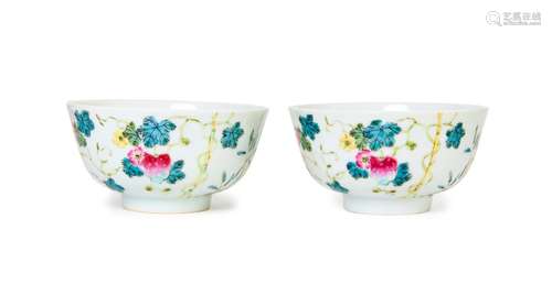 A PAIR OF CHINESE FAMILLE ROSE BOWLS, SIX CHARACTER GUANGXU ...