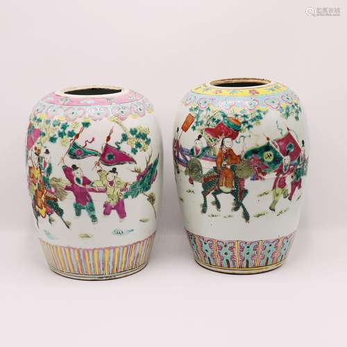 TWO LARGE CHINESE FAMILLE ROSE VASES, QING DYNASTY (1644-191...