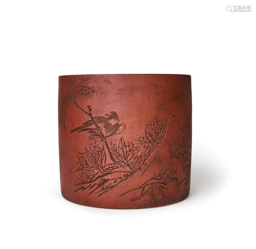 A RARE CHINESE YIXING BRUSH POT, QING DYNASTY (1644-1911)