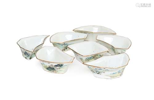 A SEVEN PIECE CHINESE SIGNED SWEETMEAT SET, REPUBLIC PERIOD