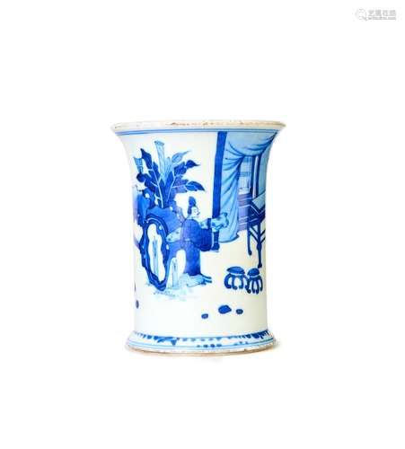 A CHINESE BLUE & WHITE BRUSH POT, QING DYNASTY (1644-191...