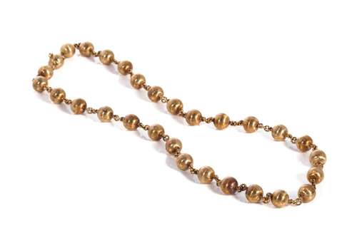 ITALIAN 14K YELLOW GOLD BALL NECKLACE, 25.2g