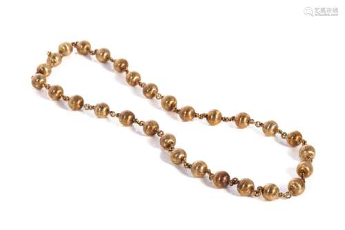 ITALIAN 14K YELLOW GOLD BALL NECKLACE, 25.2g