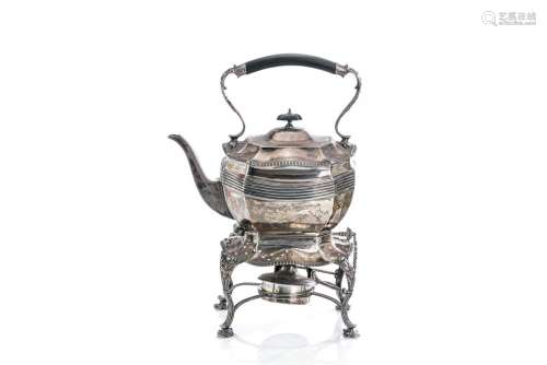 EDWARDIAN ENGLISH SILVER KETTLE ON STAND, 1,197g
