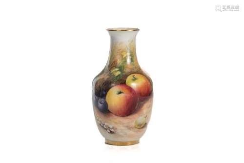 A HAND PAINTED ROYAL WORCESTER VASE