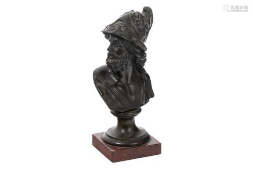 19th C GRAND TOUR BRONZE BUST OF AJAX