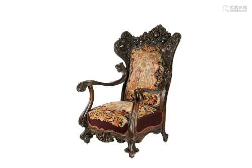 BAROQUE STYLE NEEDLEPOINT ARM CHAIR