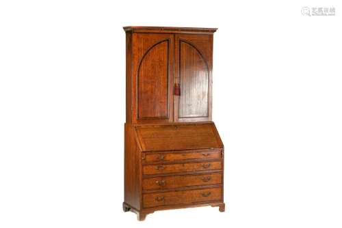 GEORGE III OAK SECRETAIRE BOOKCASE