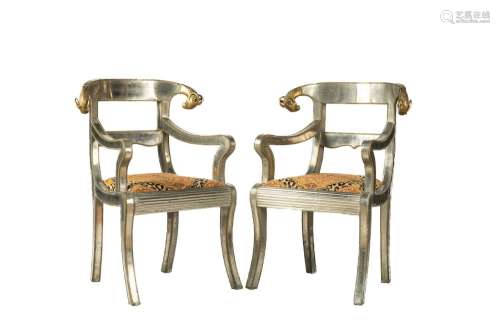 PAIR OF ANGLO INDIAN METAL CLAD CHAIRS