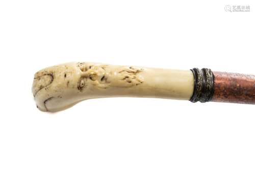 19th C CARVED NATURAL WALKING STICK