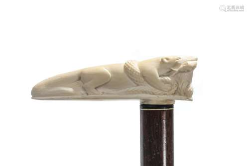 19th C CARVED NATURAL WALKING STICK