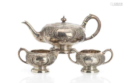 THREE-PIECE BIRKS SILVER TEA SERVICE, 1,170g