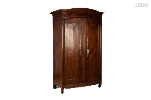 ANTIQUE FRENCH CHERRY WOOD TWO-DOOR ARMOIRE