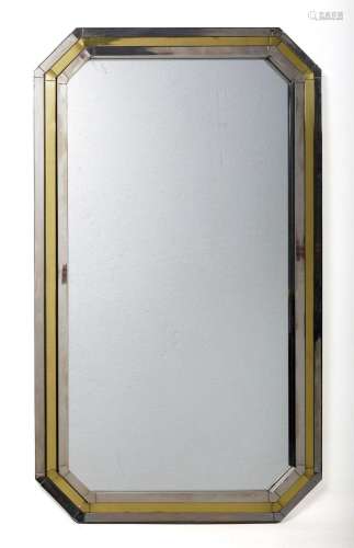 Gold and silver brass mirror, Spain, 1970s