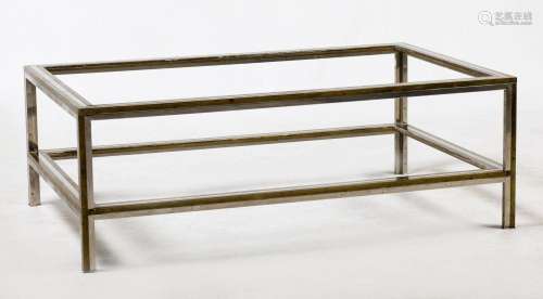 Steel and gilded brass coffee table, Spain, 1970s