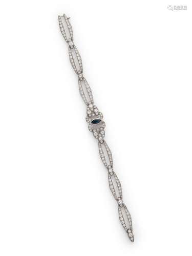 W.C. BALL, ANTIQUE, SAPPHIRE AND DIAMOND BRACELET