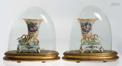 Pair of Elizabethan enamelled and gilded porcelain vases, Sp...