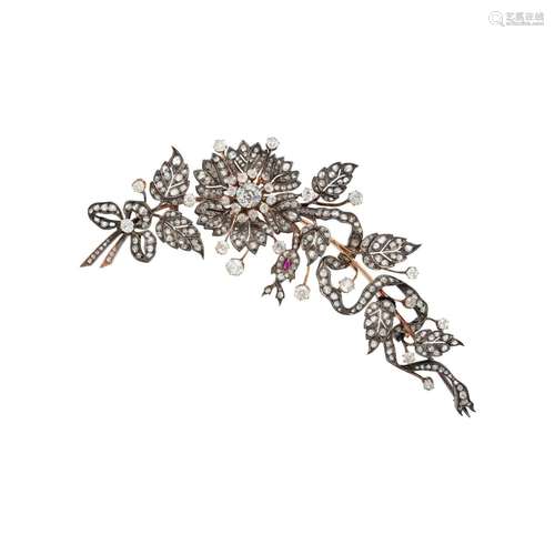 VICTORIAN, DIAMOND CORSAGE BROOCH