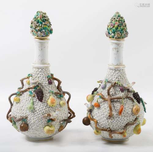 Pair of porcelain bottles following models from Meissen, Ger...