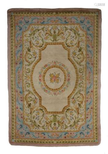 Hand-knotted wool rug, mid-20th century