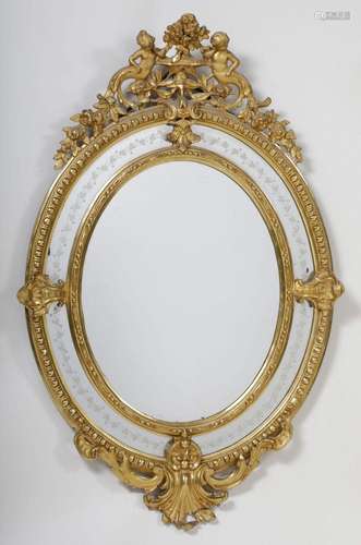 Elizabethan oval mirror, Spain, 19th century