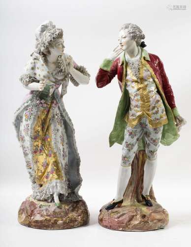 Pair of 18th century figures, possibly Germany, 20th century