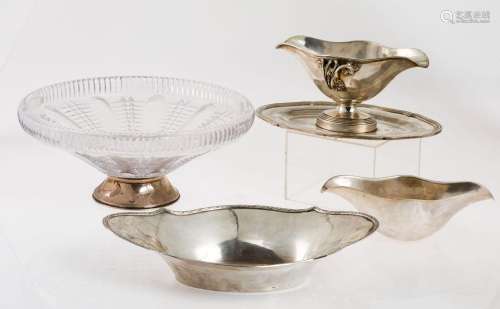 Cut glass center and silver foot, mid-20th century