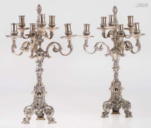 Pair of silver candlesticks, 1st title, silversmith Leitao &...