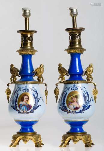 Pair of table lamps from quinqués, France 19th century