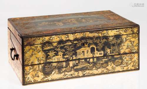 Black lacquer travel desk box, China, 19th century