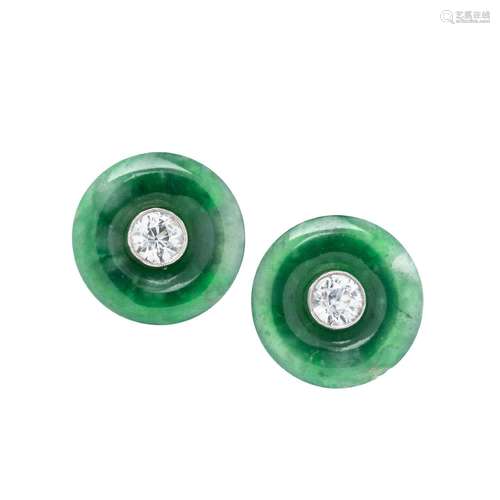 JADE AND ZIRCON EARCLIPS