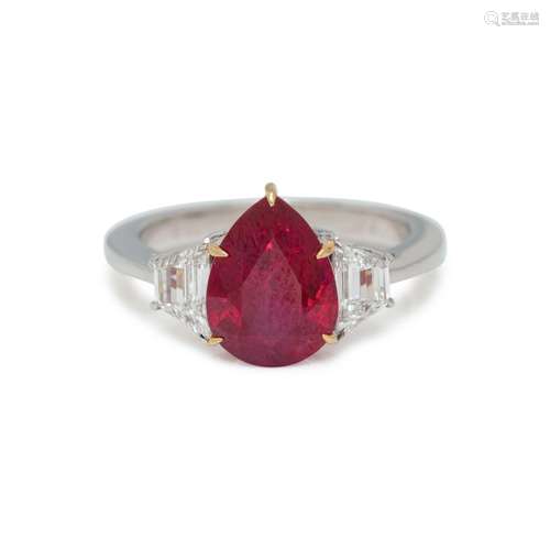 BURMESE RUBY AND DIAMOND RING