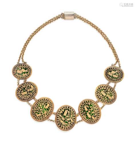 ANTIQUE, PERTABGHAR ENAMEL NECKLACE