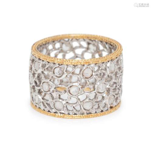 BUCCELLATI, BICOLOR GOLD AND DIAMOND RING