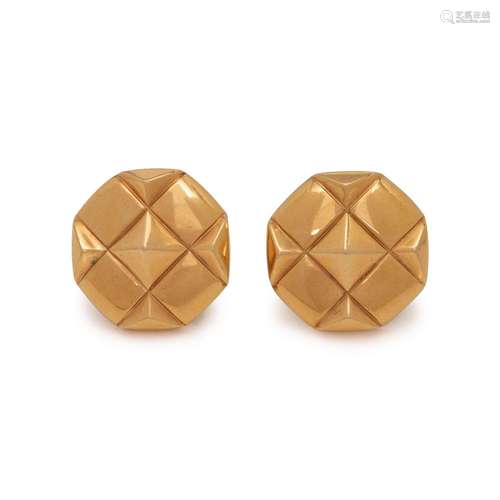 BVLGARI, YELLOW GOLD EARCLIPS