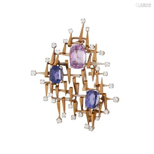 GUBELIN, MODERNIST, YELLOW GOLD, FANCY SAPPHIRE AND DIAMOND ...