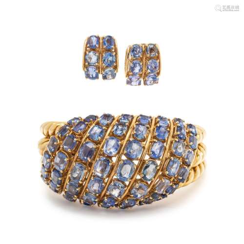 YELLOW GOLD AND SAPPHIRE SET