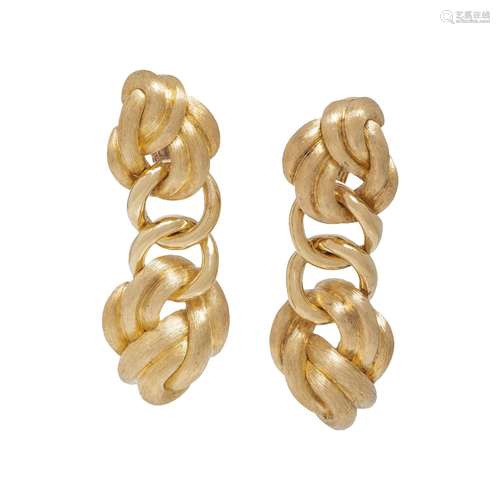 HENRY DUNAY, YELLOW GOLD EARCLIPS