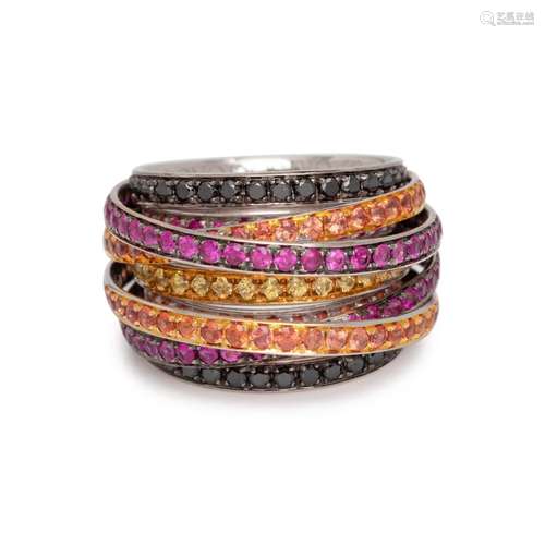 DE GRISOGONO, MULTICOLOR SAPPHIRE AND BLACK DIAMOND `ALLEGRA...