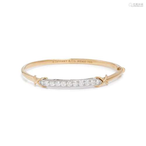 TIFFANY & CO., YELLOW GOLD, PLATINUM AND DIAMOND BANGLE ...