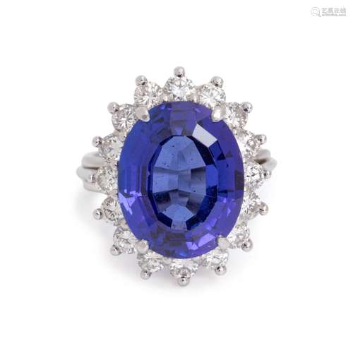 TANZANITE AND DIAMOND RING