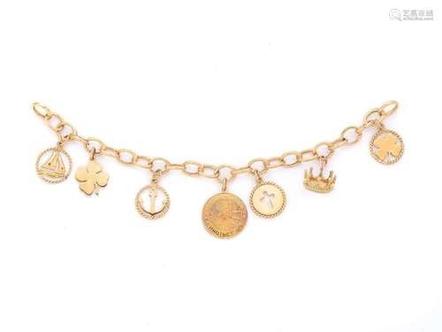 TIFFANY & CO., YELLOW GOLD CHARM BRACELET