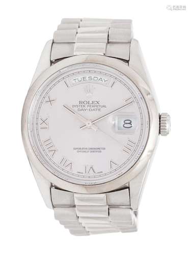 ROLEX, REF. 18206 PLATINUM `OYSTER PERPETUAL DAY-DATE` WRIST...