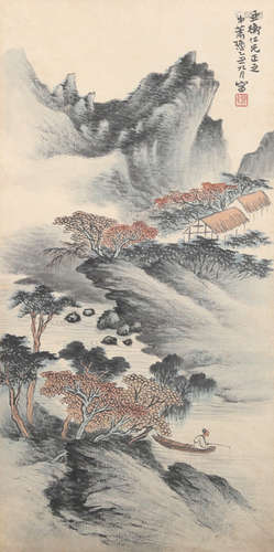 蕭愻(謙中)，山水圖軸