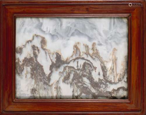A MARBLE 'DREAM STONE' PANEL  Qing dynasty