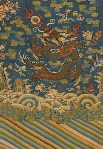 A PAIR OF KESI SILK 'DRAGON' ROBE FRAGMENTS Guangxu period (...