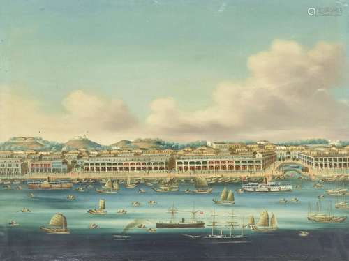 GUANGZHOU SCHOOL (19TH CENTURY) The Inner Harbor at Macao