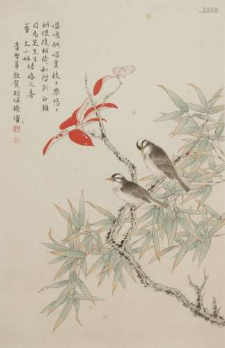 HU PEIQIANG (b. 1926)  Birds and Flowers